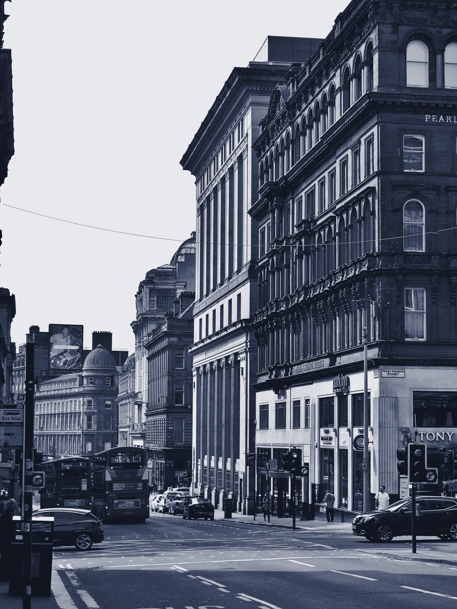 Sandstone buildings on West George Street, Glasgow